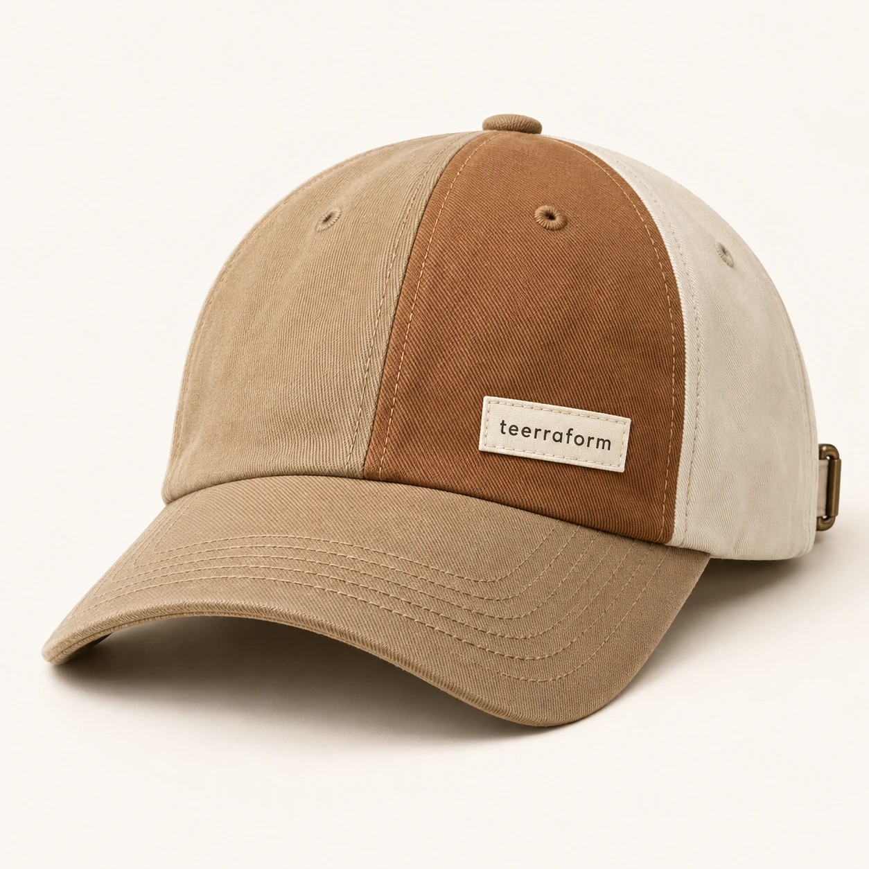 Sandstone Route patchwork cap in sand, caramel, cream